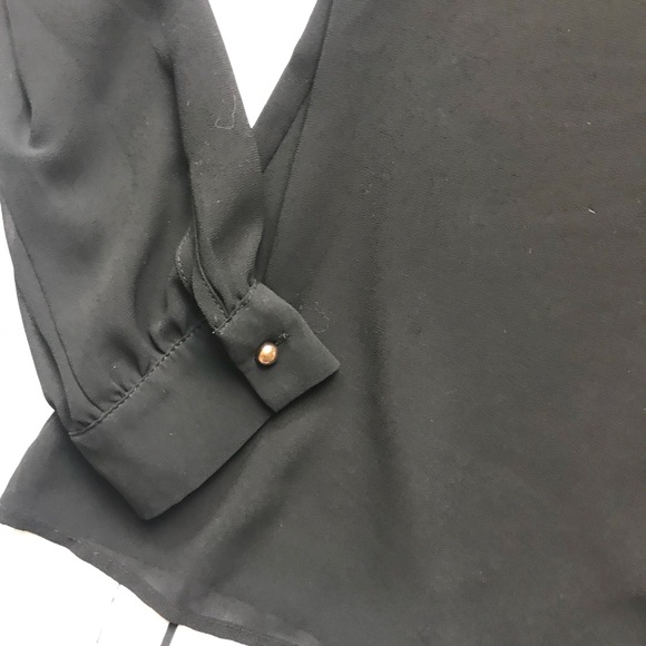 Forever 21 black button down blouse w gold details - Picture 5 of 8